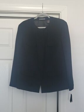 NWT Liz Claiborne Collection Black Collarless Pocket Jacket Blazer Plus 1X